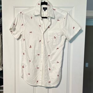 J. Crew Casual White Shirt with Red Accents
